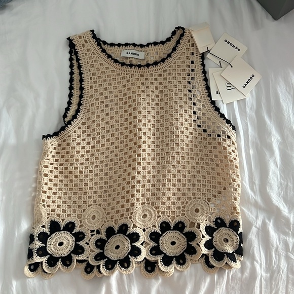 Sandro crochet flower top NWOT - Picture 8 of 8